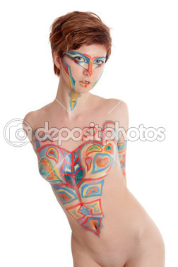 bodyart ile kız portresi