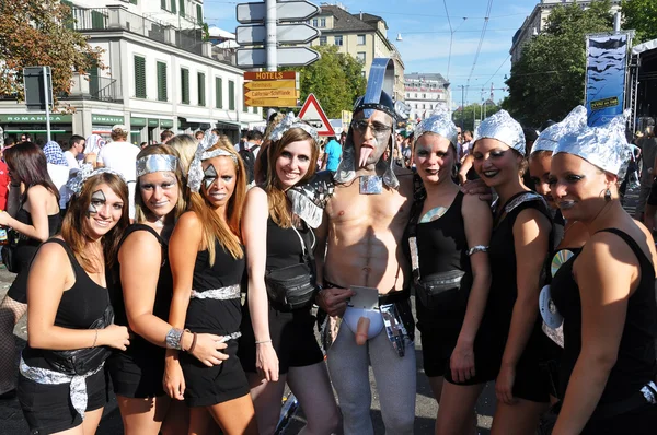 stock image ZURICH - AUGUST 13: 20th Street Parade in Zurich. Visitors in th