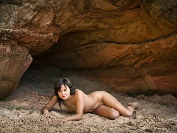 stock image Naked woman on a sandstone