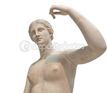 Antik Yunan Mermer heykel üzerinde beyaz izole Afrodit