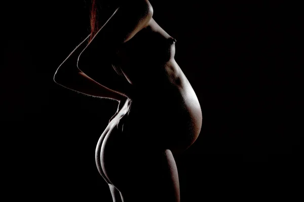 stock image Profile of nude pregnant woman