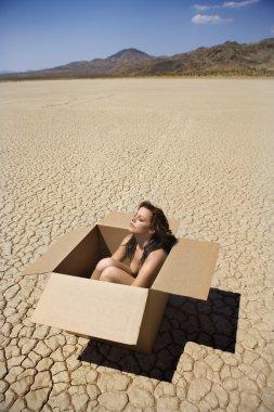 Nude woman in desert.