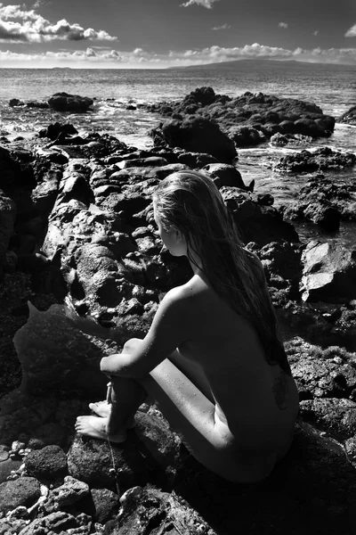 stock image Nude woman on beach.